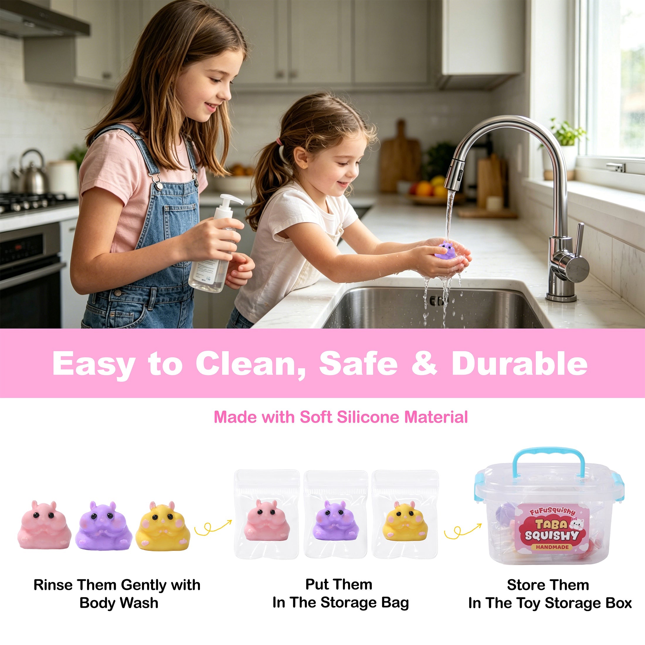 FUFUSQUISHY 10 Pack Hamster Taba Squishy Toys Kit with Toy Set Box & Cute Stickers, Handmade Kawaii Taba Squishies, Stress Relief Sensory Fidget Toys, Party Favors for Kids Ages 4-8 8-12, Holiday Gifts & Basket Stuffers